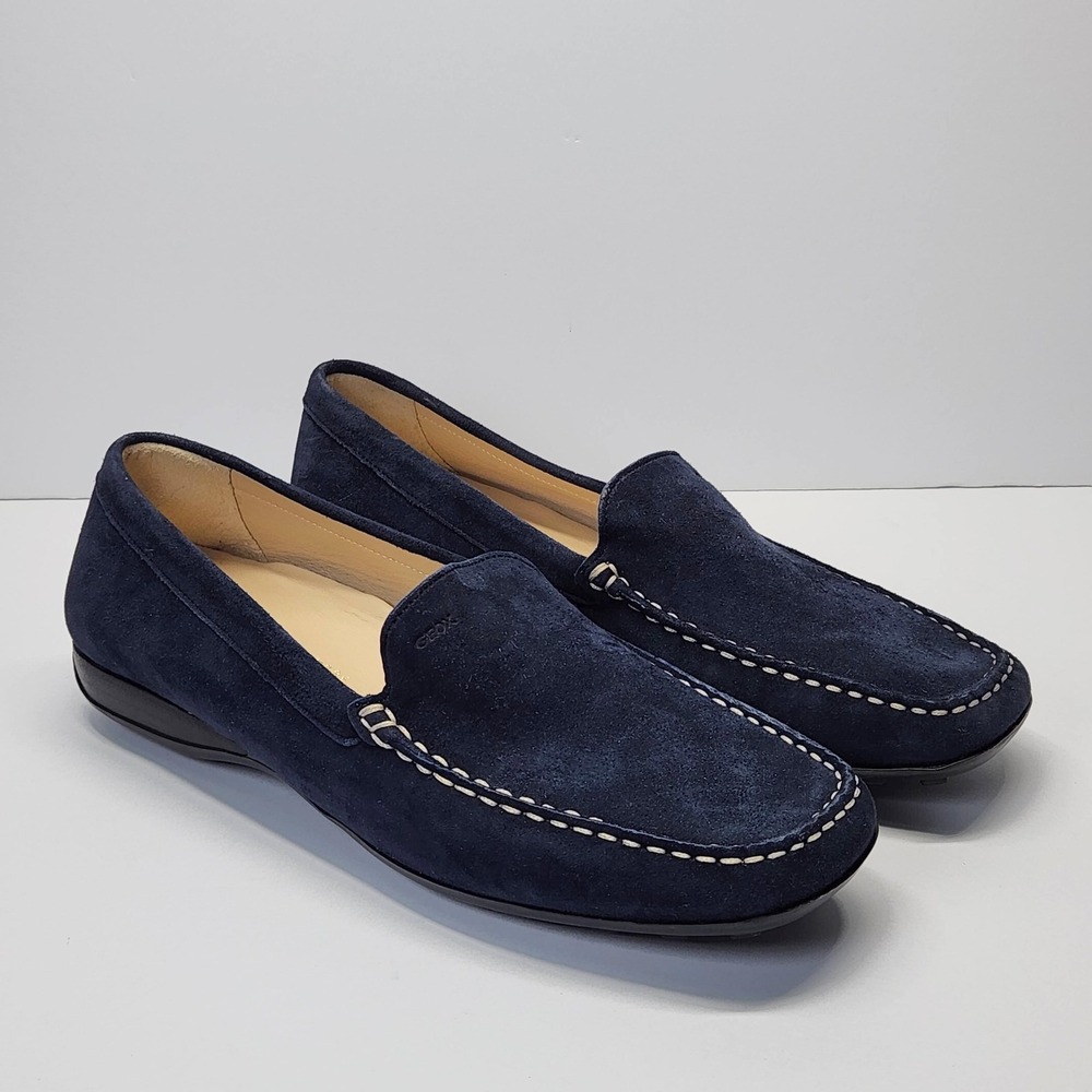Geox Respira Shoes Womens Size 8.5 (39) Blue Suede Loafer Slip On Comfort Casual